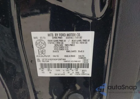 2013 Ford F-150 Fx4 z USA, uszkodzony, nr VIN 1FTFX1EF5DFC97181